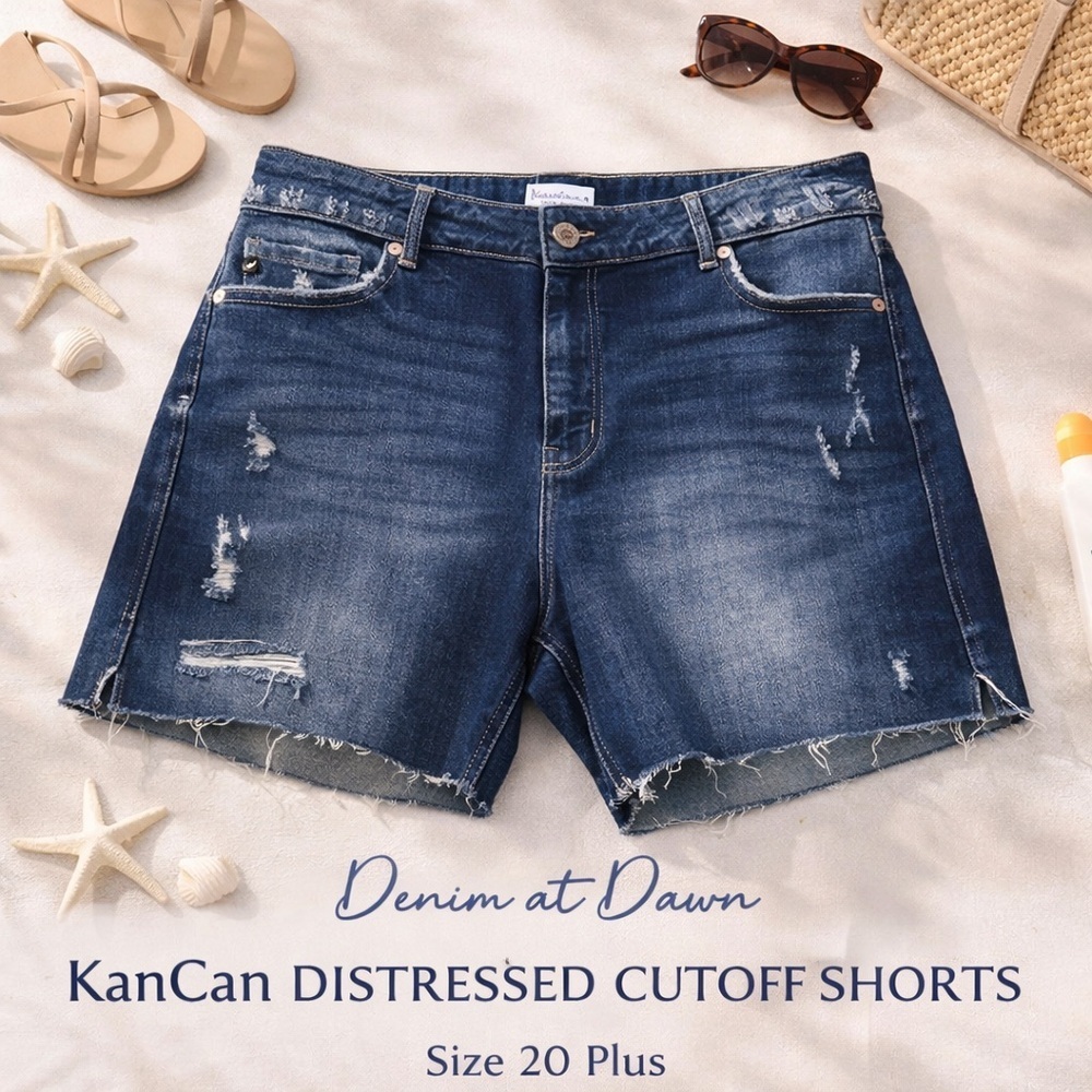 ✨ KanCan High Rise Distressed Cutoff Shorts | Size 20 Plus | NWOT - Picture 3 of 10